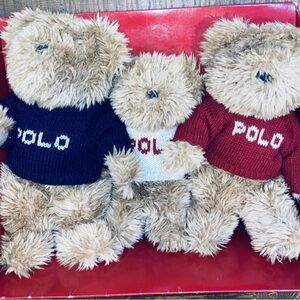 Vintage POLO Ralph Lauren The Bears that Care Plush 3 Teddy Bear Lot Set Sweater